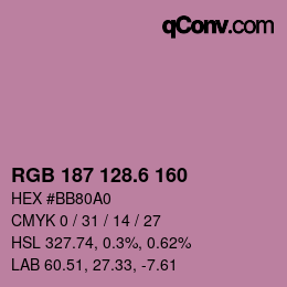 カラーコード: RGB 187 128.6 160 | qconv.com