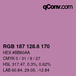 カラーコード: RGB 187 128.6 170 | qconv.com