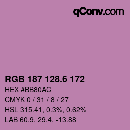 カラーコード: RGB 187 128.6 172 | qconv.com