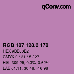 カラーコード: RGB 187 128.6 178 | qconv.com