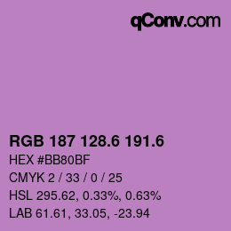 カラーコード: RGB 187 128.6 191.6 | qconv.com