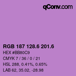 カラーコード: RGB 187 128.6 201.6 | qconv.com
