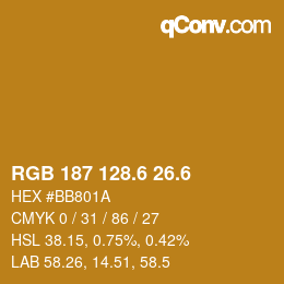 カラーコード: RGB 187 128.6 26.6 | qconv.com