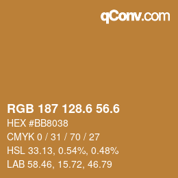 カラーコード: RGB 187 128.6 56.6 | qconv.com