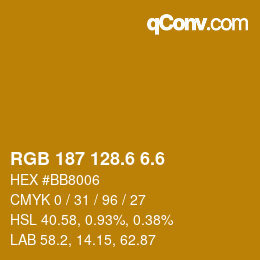 カラーコード: RGB 187 128.6 6.6 | qconv.com