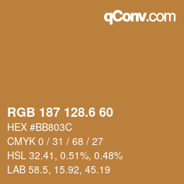 カラーコード: RGB 187 128.6 60 | qconv.com
