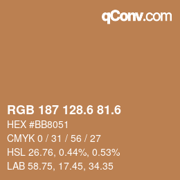 カラーコード: RGB 187 128.6 81.6 | qconv.com
