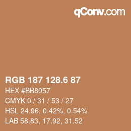 カラーコード: RGB 187 128.6 87 | qconv.com