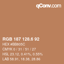 カラーコード: RGB 187 128.6 92 | qconv.com