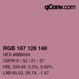 Color code: RGB 187 128 148 | qconv.com