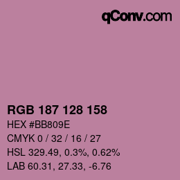 カラーコード: RGB 187 128 158 | qconv.com