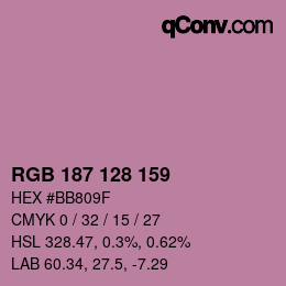 カラーコード: RGB 187 128 159 | qconv.com