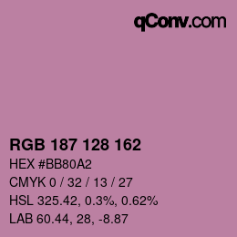 カラーコード: RGB 187 128 162 | qconv.com