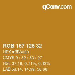 カラーコード: RGB 187 128 32 | qconv.com