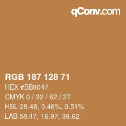 Color code: RGB 187 128 71 | qconv.com