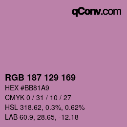 カラーコード: RGB 187 129 169 | qconv.com