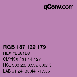 カラーコード: RGB 187 129 179 | qconv.com