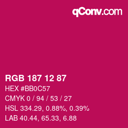 カラーコード: RGB 187 12 87 | qconv.com