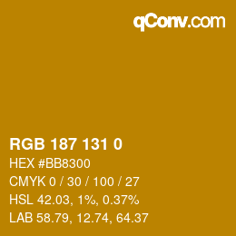 Color code: RGB 187 131 0 | qconv.com