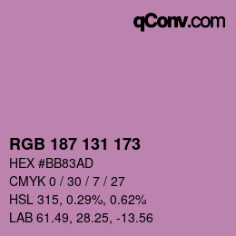 カラーコード: RGB 187 131 173 | qconv.com
