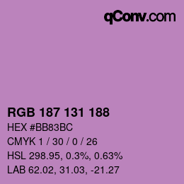 颜色代码: RGB 187 131 188 | qconv.com