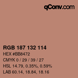Color code: RGB 187 132 114 | qconv.com