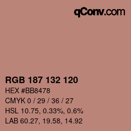 Color code: RGB 187 132 120 | qconv.com