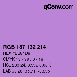 Color code: RGB 187 132 214 | qconv.com