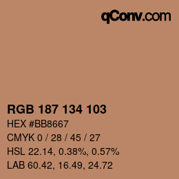 Color code: RGB 187 134 103 | qconv.com