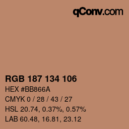 Color code: RGB 187 134 106 | qconv.com