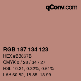 Color code: RGB 187 134 123 | qconv.com