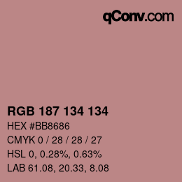 Color code: RGB 187 134 134 | qconv.com