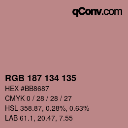 Color code: RGB 187 134 135 | qconv.com