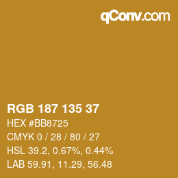 Color code: RGB 187 135 37 | qconv.com