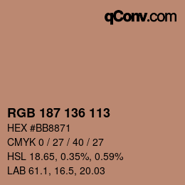 Color code: RGB 187 136 113 | qconv.com