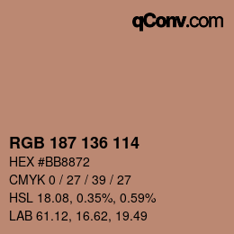Color code: RGB 187 136 114 | qconv.com