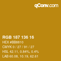 Farbcode: RGB 187 136 16 | qconv.com