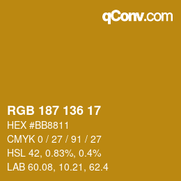 Color code: RGB 187 136 17 | qconv.com