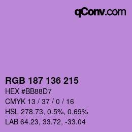 Color code: RGB 187 136 215 | qconv.com