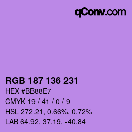 Color code: RGB 187 136 231 | qconv.com