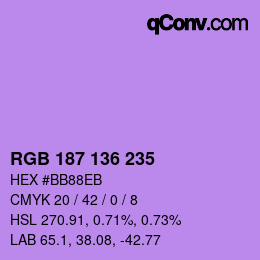 Color code: RGB 187 136 235 | qconv.com