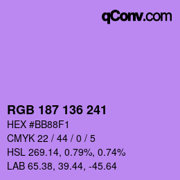 Color code: RGB 187 136 241 | qconv.com