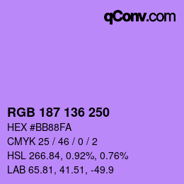 Color code: RGB 187 136 250 | qconv.com