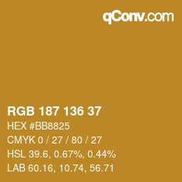 Color code: RGB 187 136 37 | qconv.com