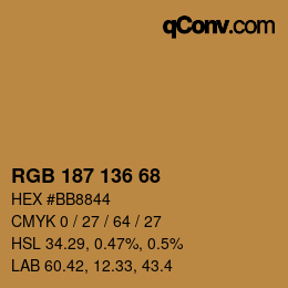 Color code: RGB 187 136 68 | qconv.com