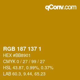 Color code: RGB 187 137 1 | qconv.com