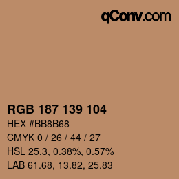 Farbcode: RGB 187 139 104 | qconv.com