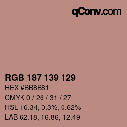 颜色代码: RGB 187 139 129 | qconv.com