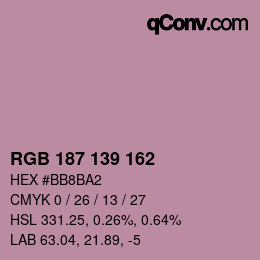 Color code: RGB 187 139 162 | qconv.com