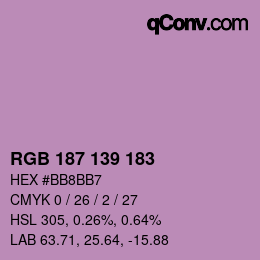 颜色代码: RGB 187 139 183 | qconv.com